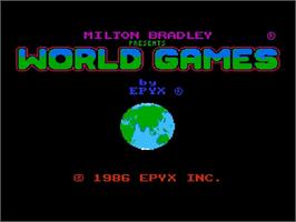 Title screen of World Games on the Nintendo NES.