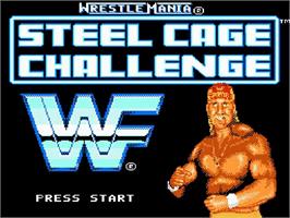 Title screen of Wwf Wrestlemania - Steel Cage Challenge on the Nintendo NES.