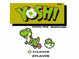 Title screen of Yoshi's Cookie on the Nintendo NES.