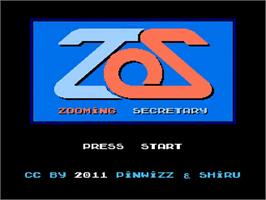 Title screen of Zooming Secretary on the Nintendo NES.