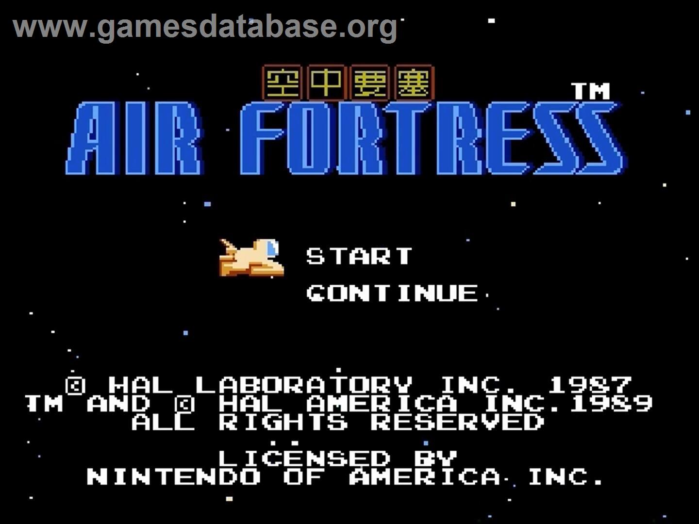 Air Fortress - Nintendo NES - Artwork - Title Screen