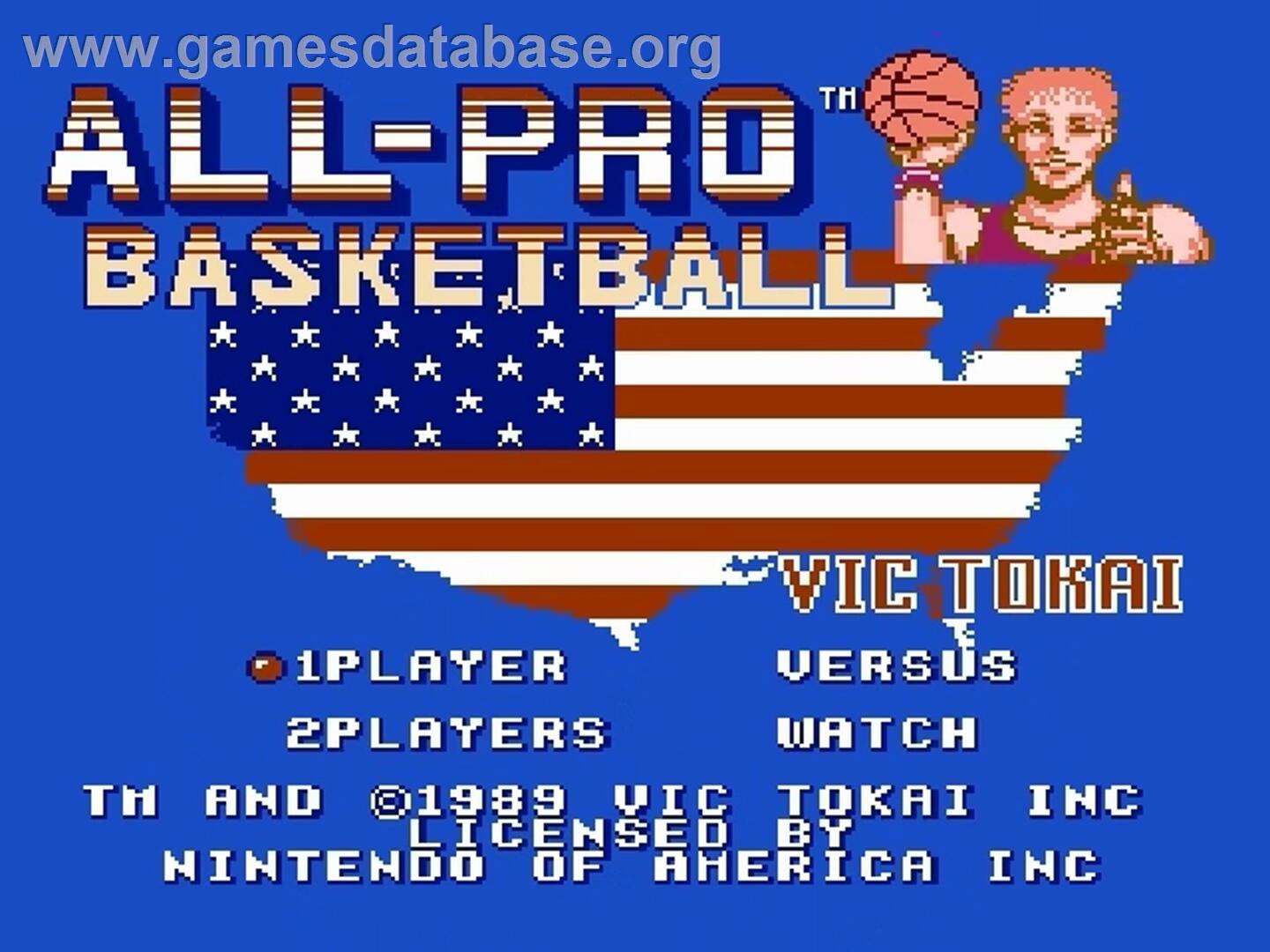 All Pro Basketball - Nintendo NES - Artwork - Title Screen