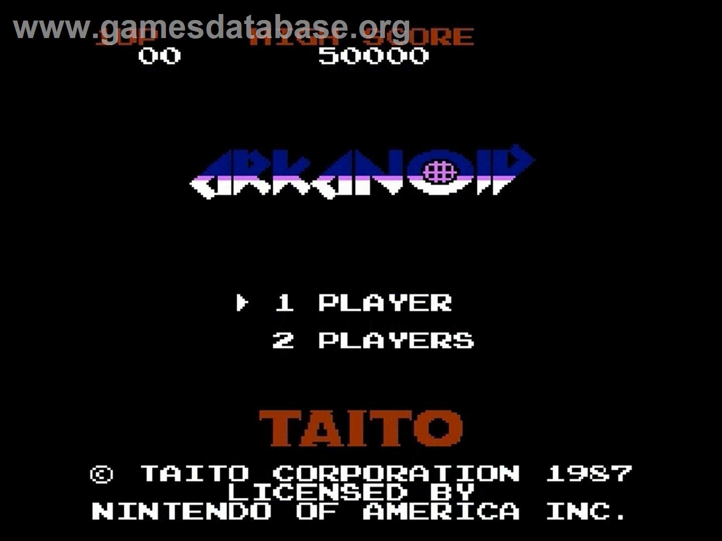 Arkanoid - Nintendo NES - Artwork - Title Screen