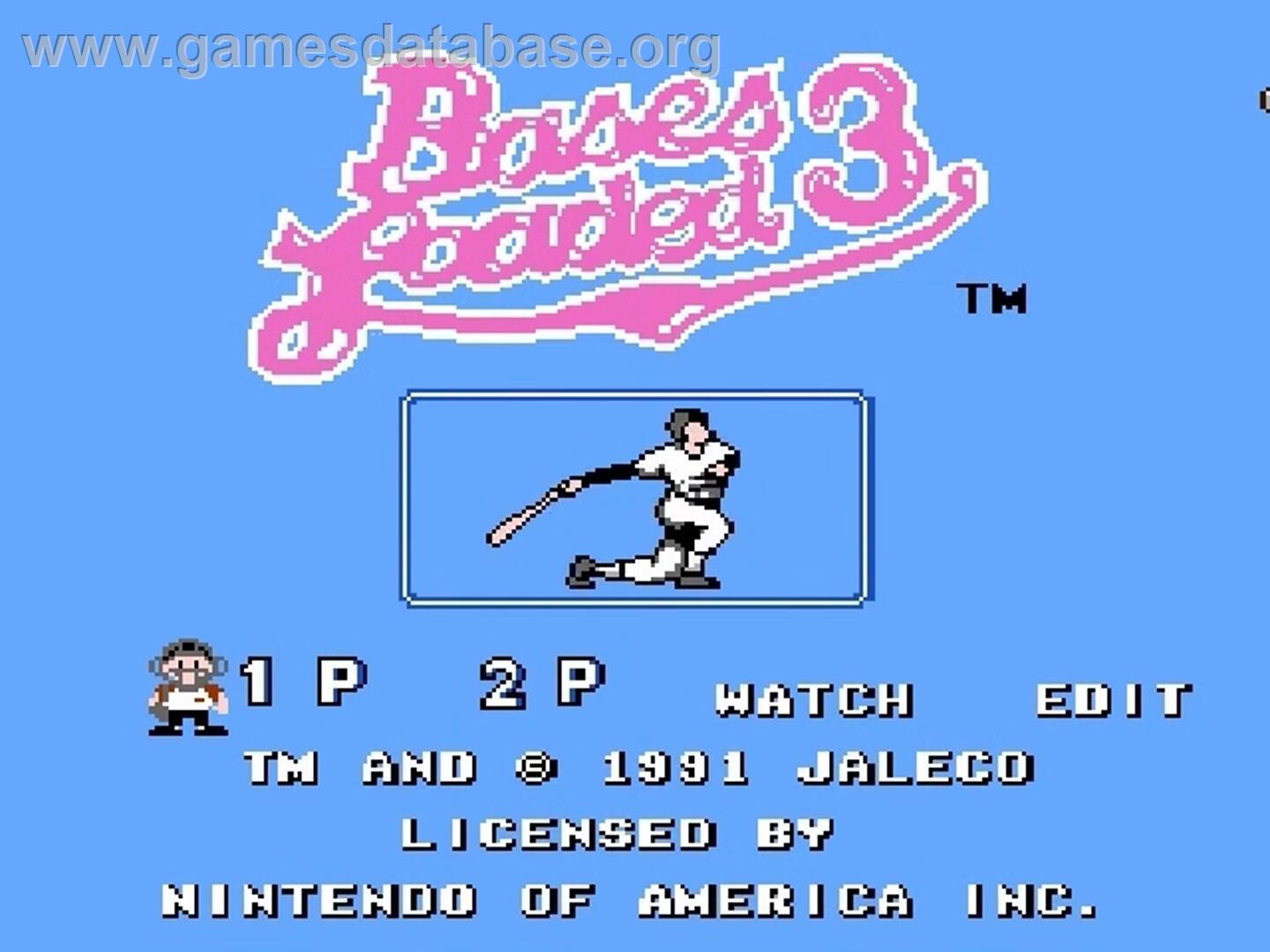 Bases Loaded 3 - Nintendo NES - Artwork - Title Screen