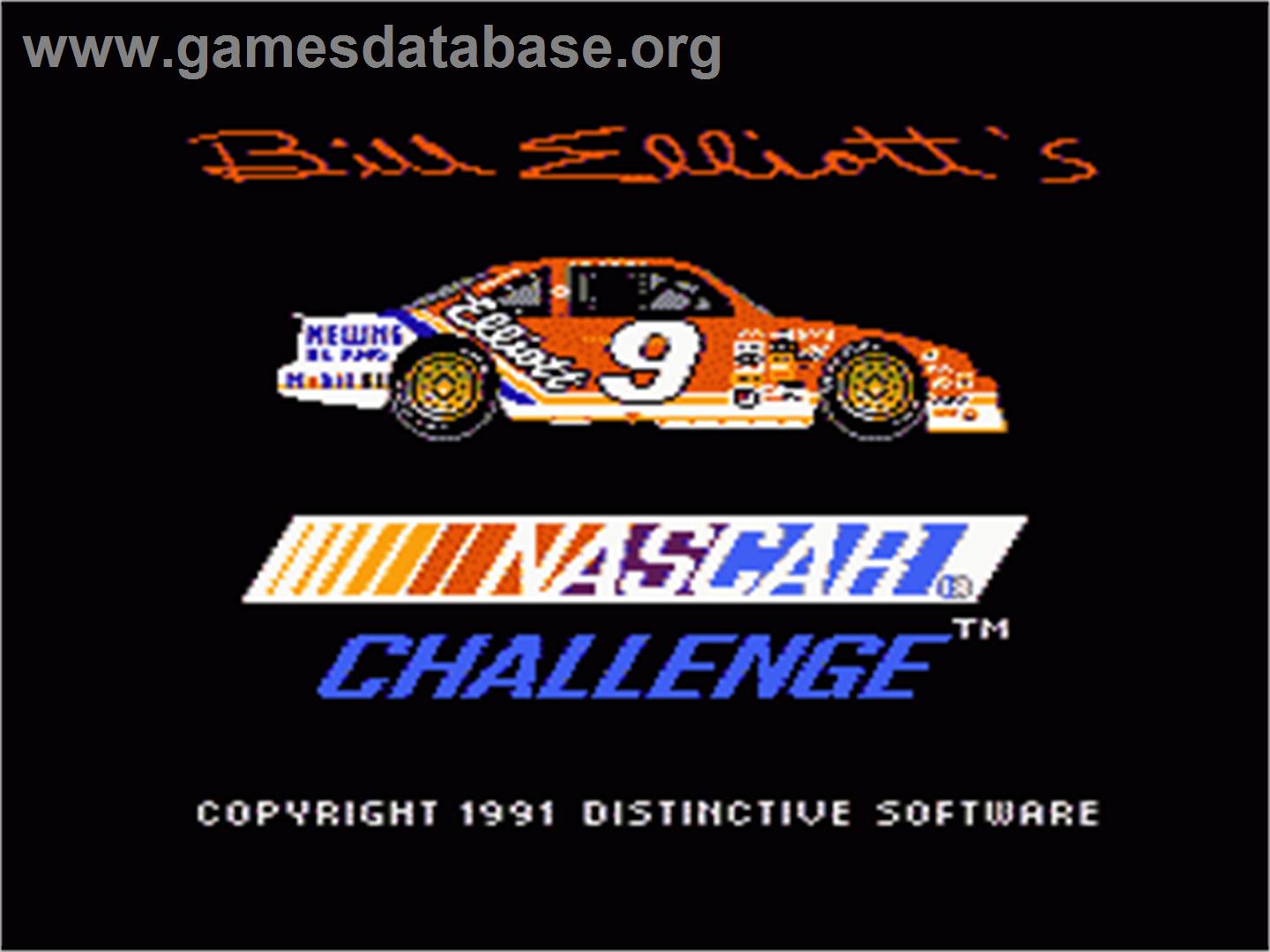 Bill Elliott's NASCAR Challenge - Nintendo NES - Artwork - Title Screen