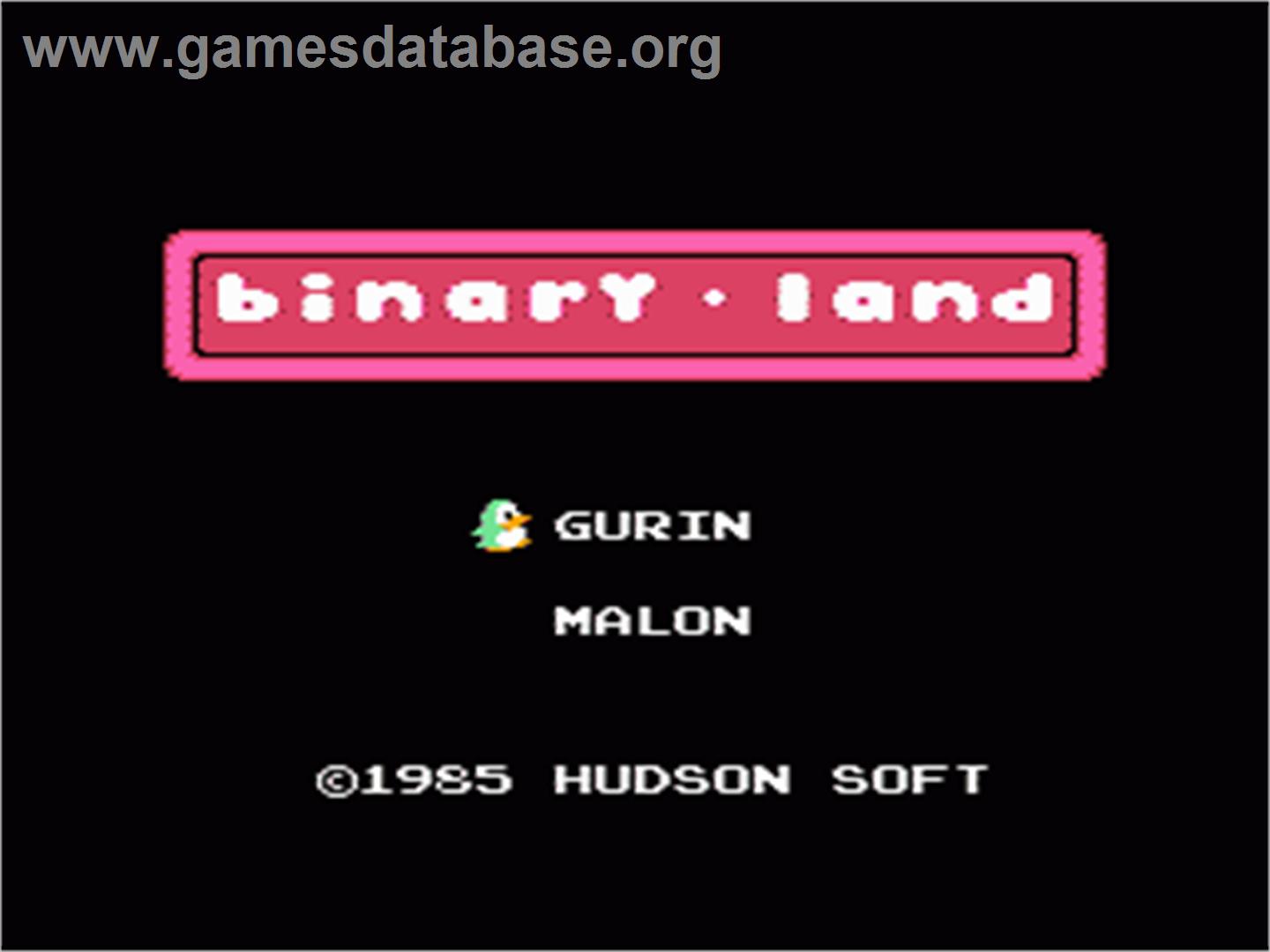 Binary Land - Nintendo NES - Artwork - Title Screen