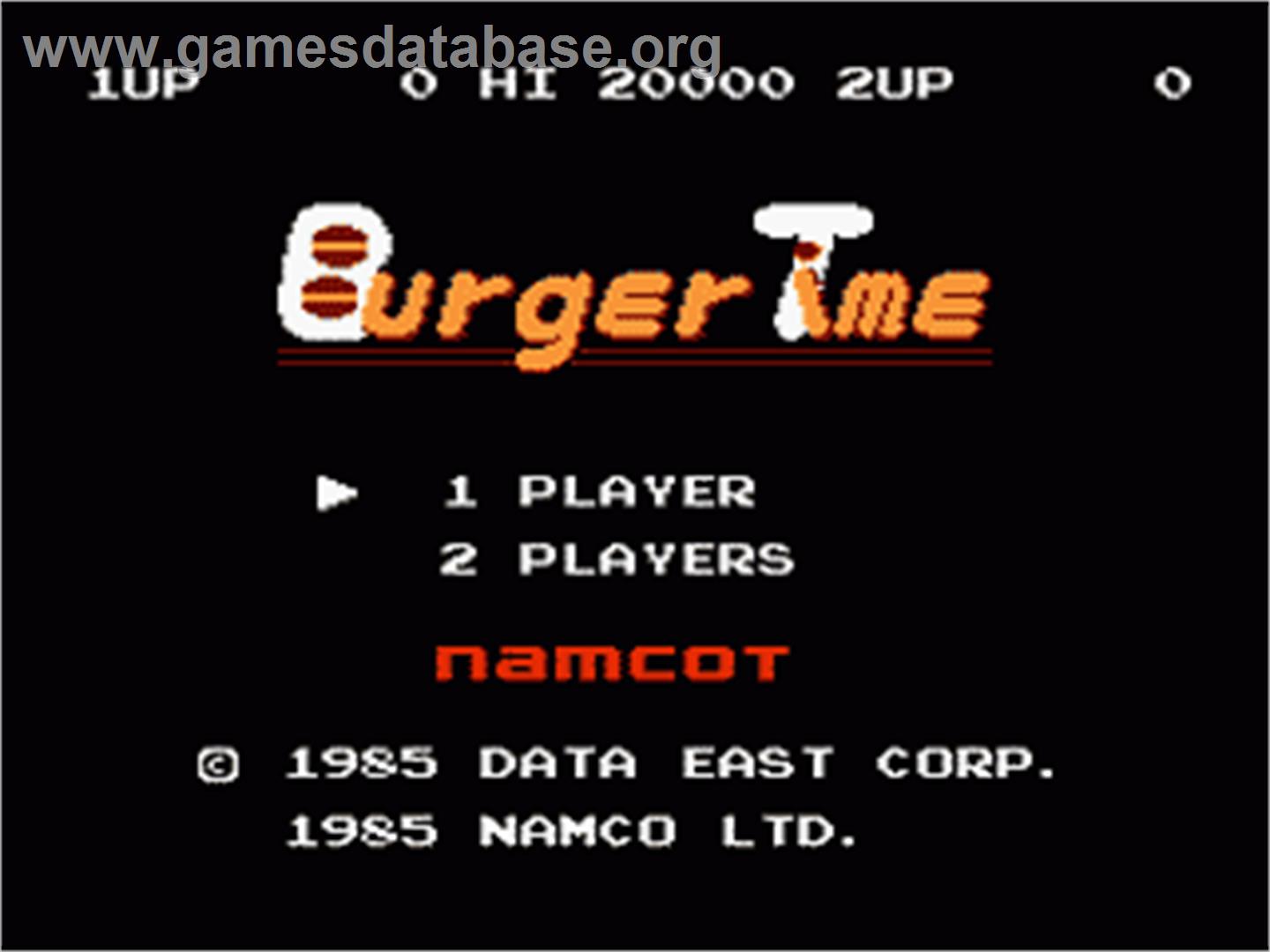 Burger Time - Nintendo NES - Artwork - Title Screen