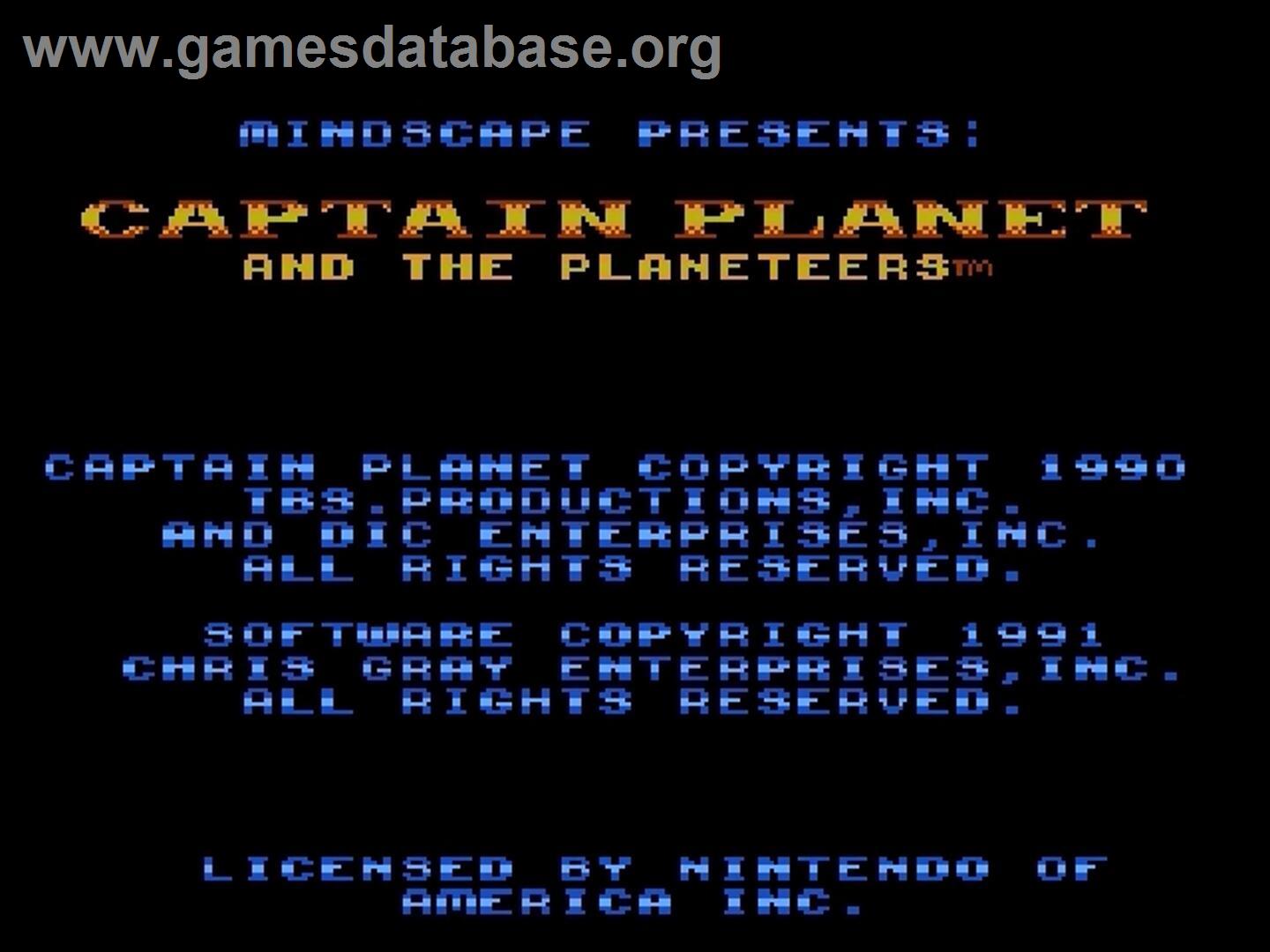 Captain Planet And The Planeteers - Nintendo NES - Artwork - Title Screen