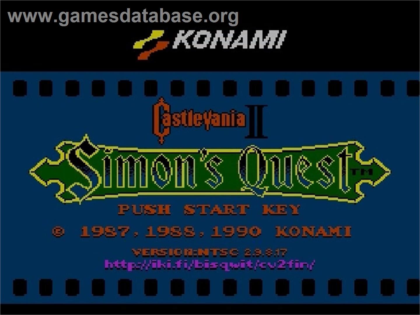 Castlevania 2: Simon's Quest - Nintendo NES - Artwork - Title Screen