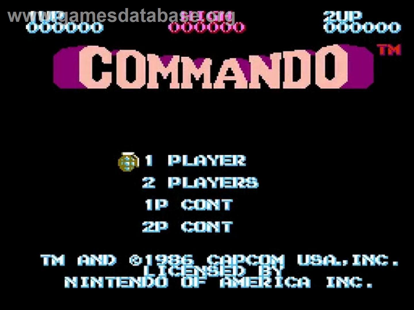 Commando - Nintendo NES - Artwork - Title Screen