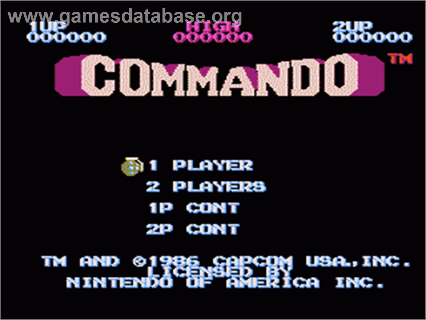 Commando - Nintendo NES - Artwork - Title Screen