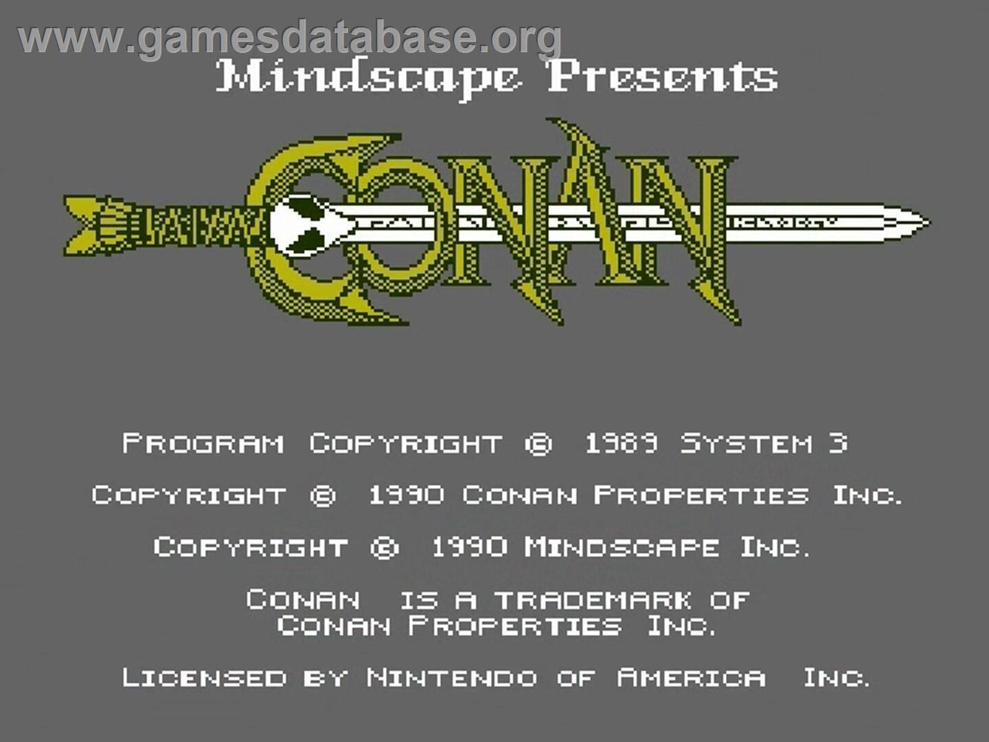 Conan - Nintendo NES - Artwork - Title Screen