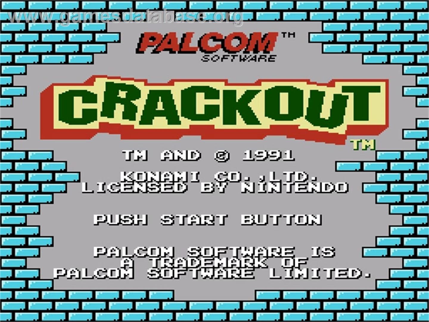 Crackout - Nintendo NES - Artwork - Title Screen