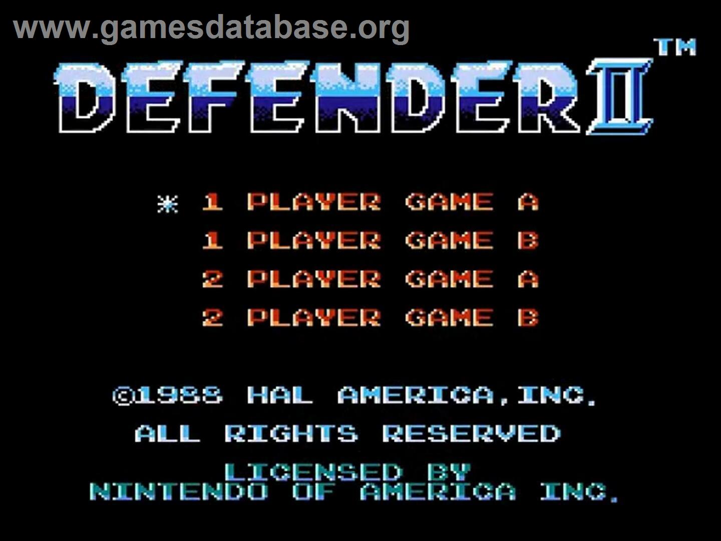 Defender 2 - Nintendo NES - Artwork - Title Screen