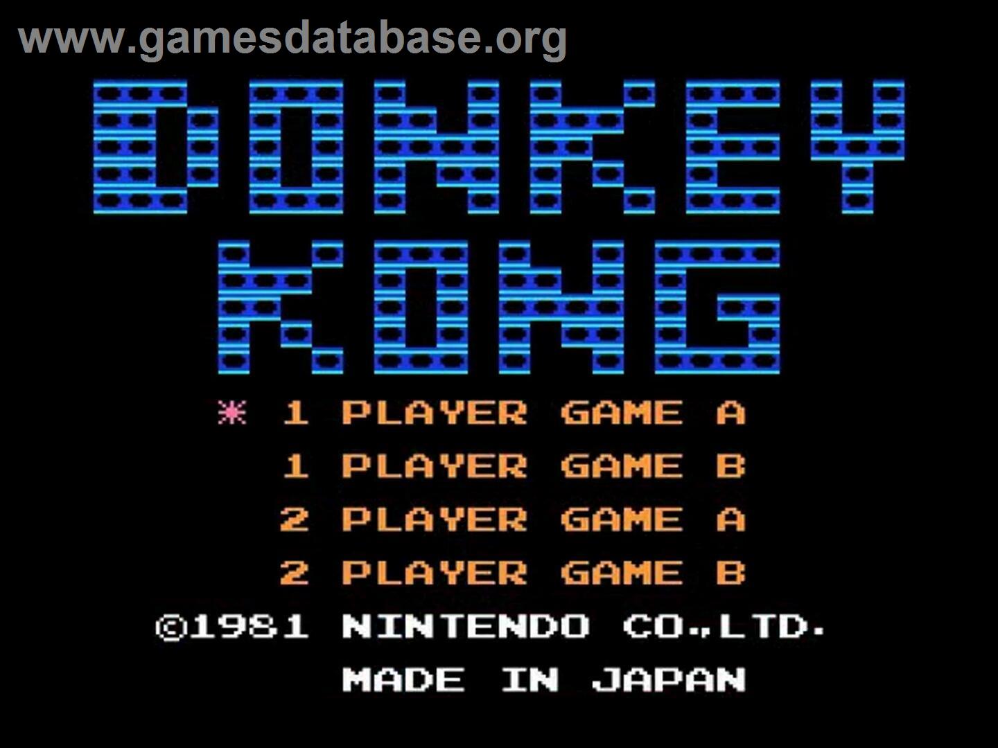Donkey Kong - Nintendo NES - Artwork - Title Screen
