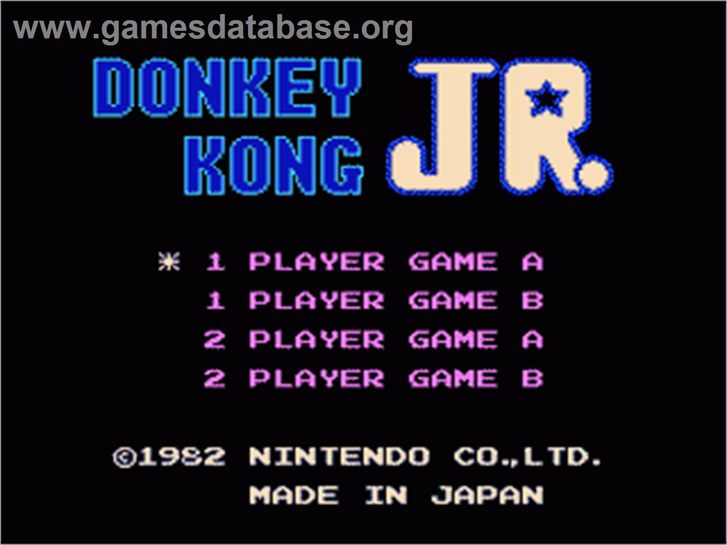 Donkey Kong Junior - Nintendo NES - Artwork - Title Screen