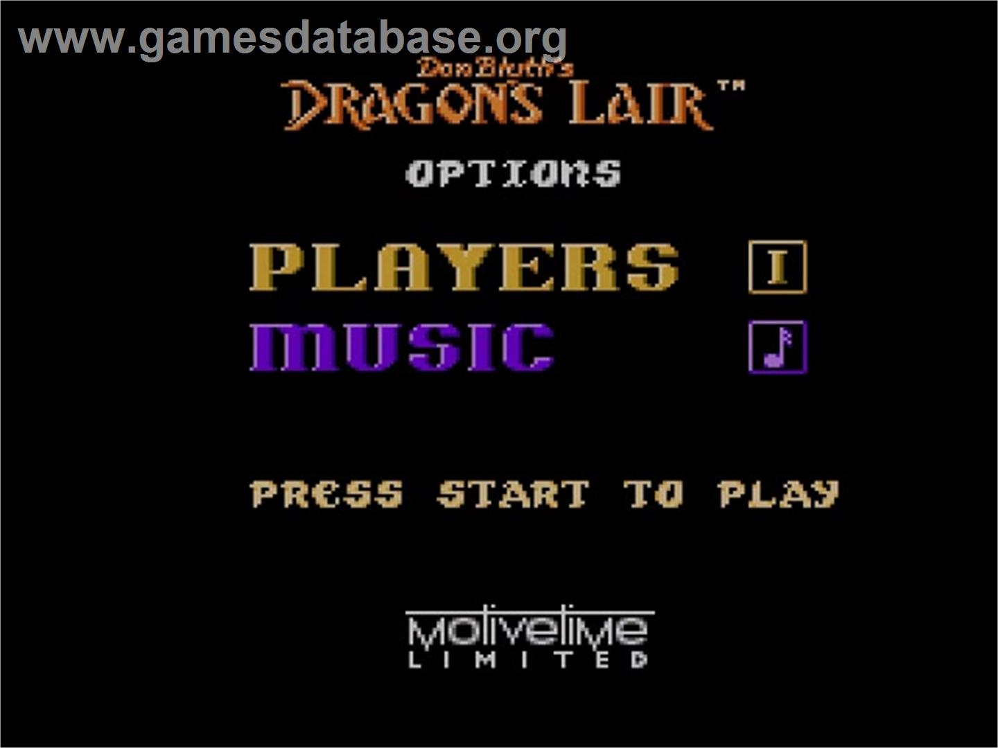 Dragon's Lair - Nintendo NES - Artwork - Title Screen