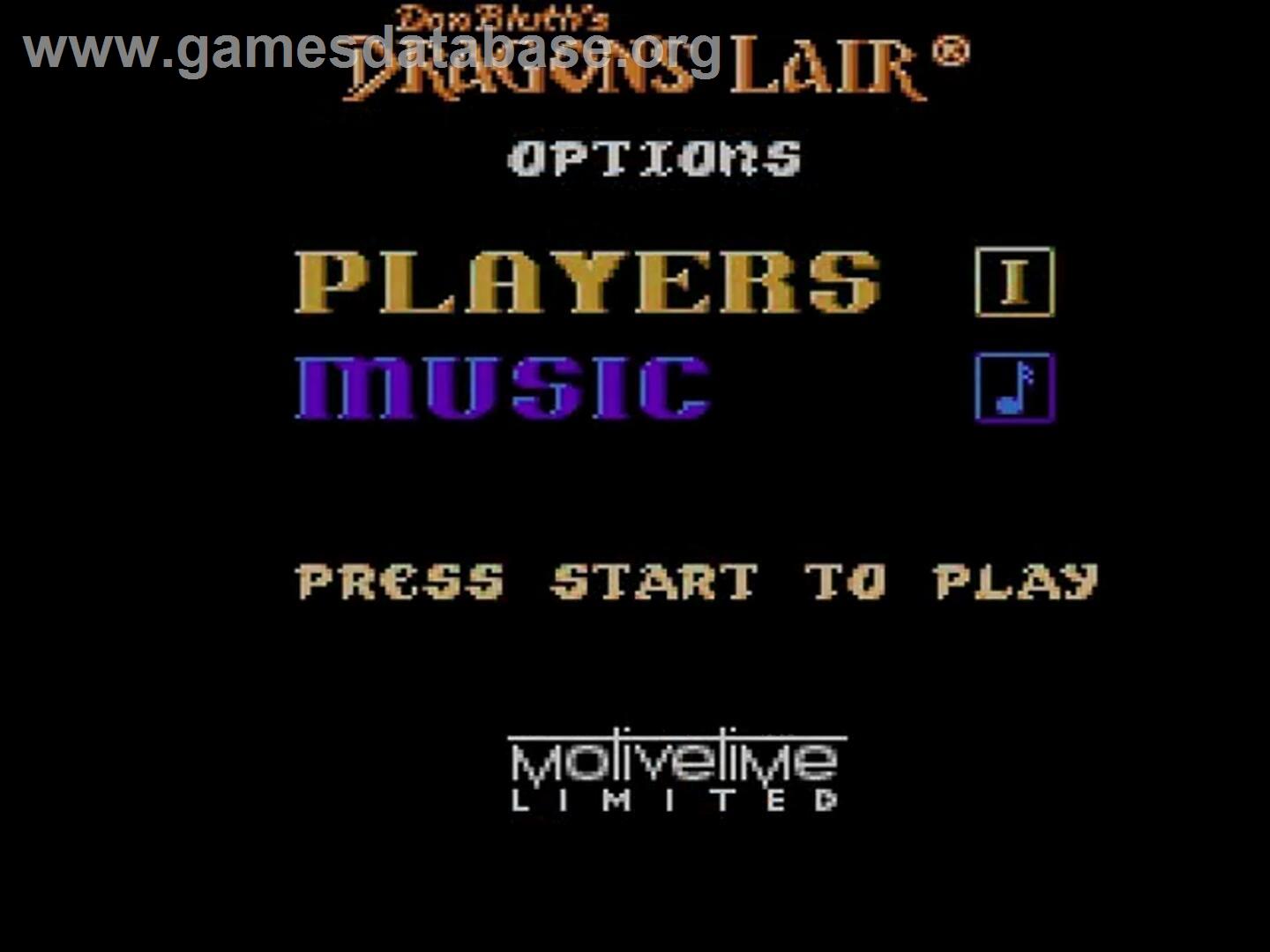 Dragon's Lair - Nintendo NES - Artwork - Title Screen