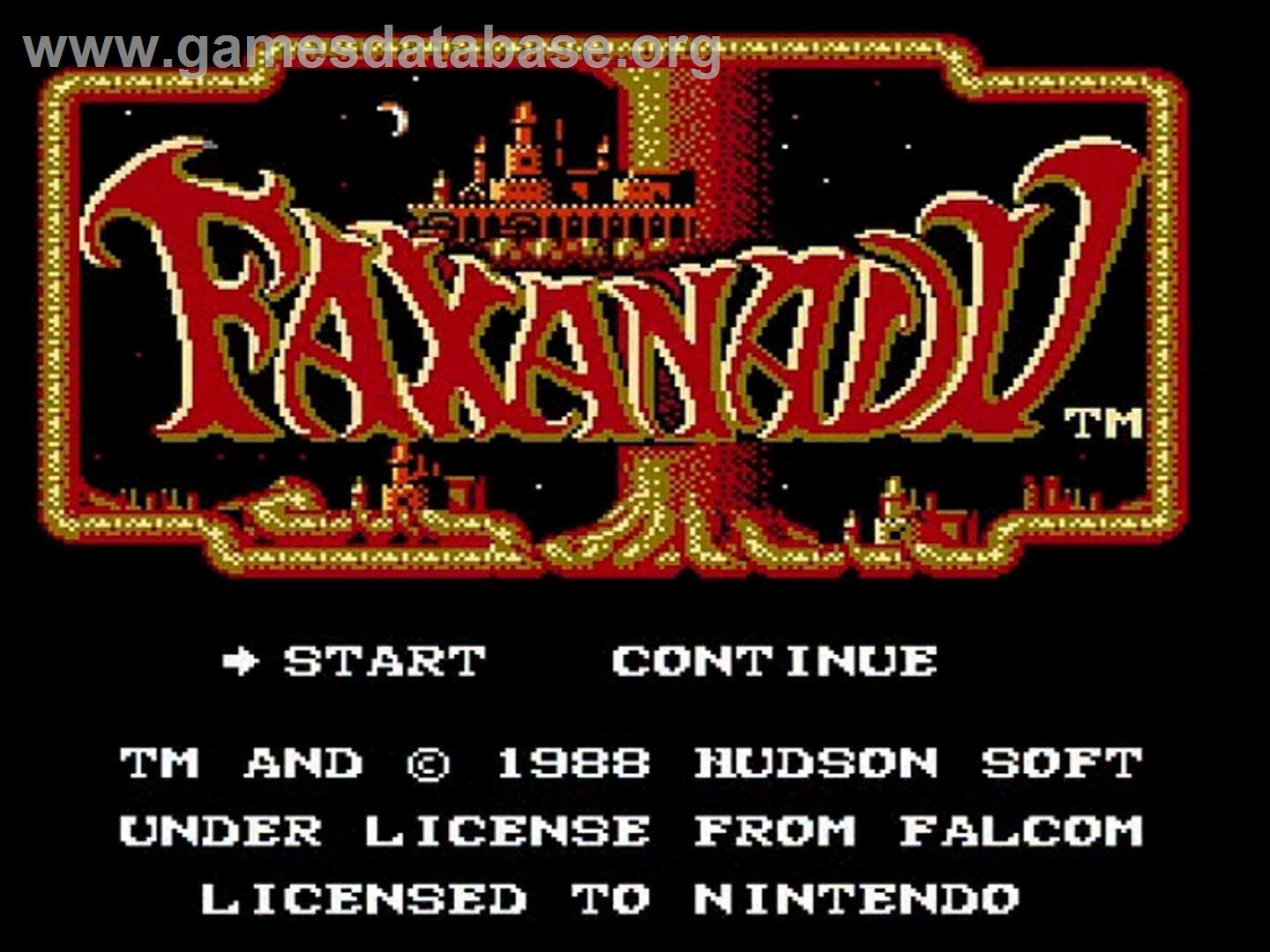 Faxanadu - Nintendo NES - Artwork - Title Screen