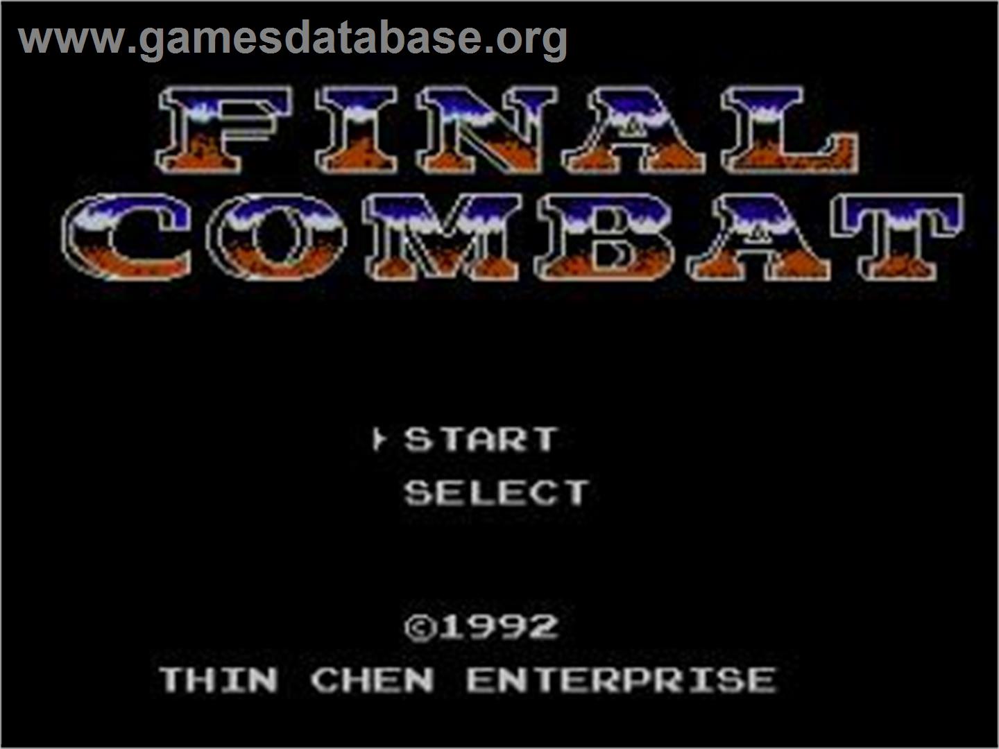 Final Combat - Nintendo NES - Artwork - Title Screen