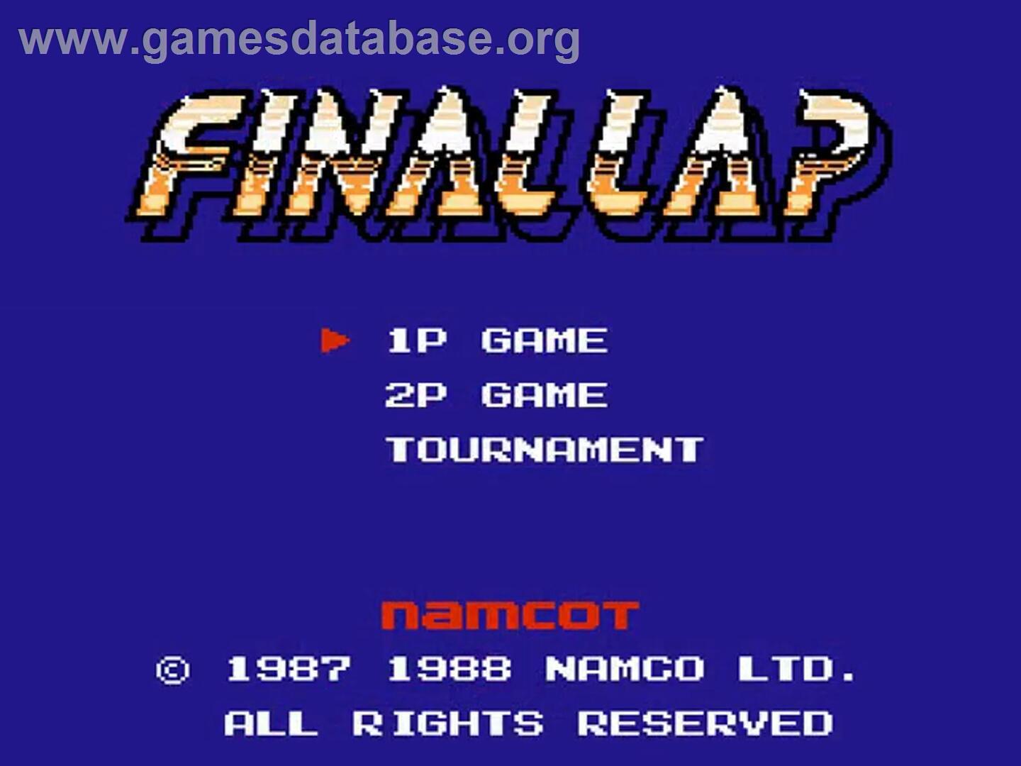 Final Lap - Nintendo NES - Artwork - Title Screen