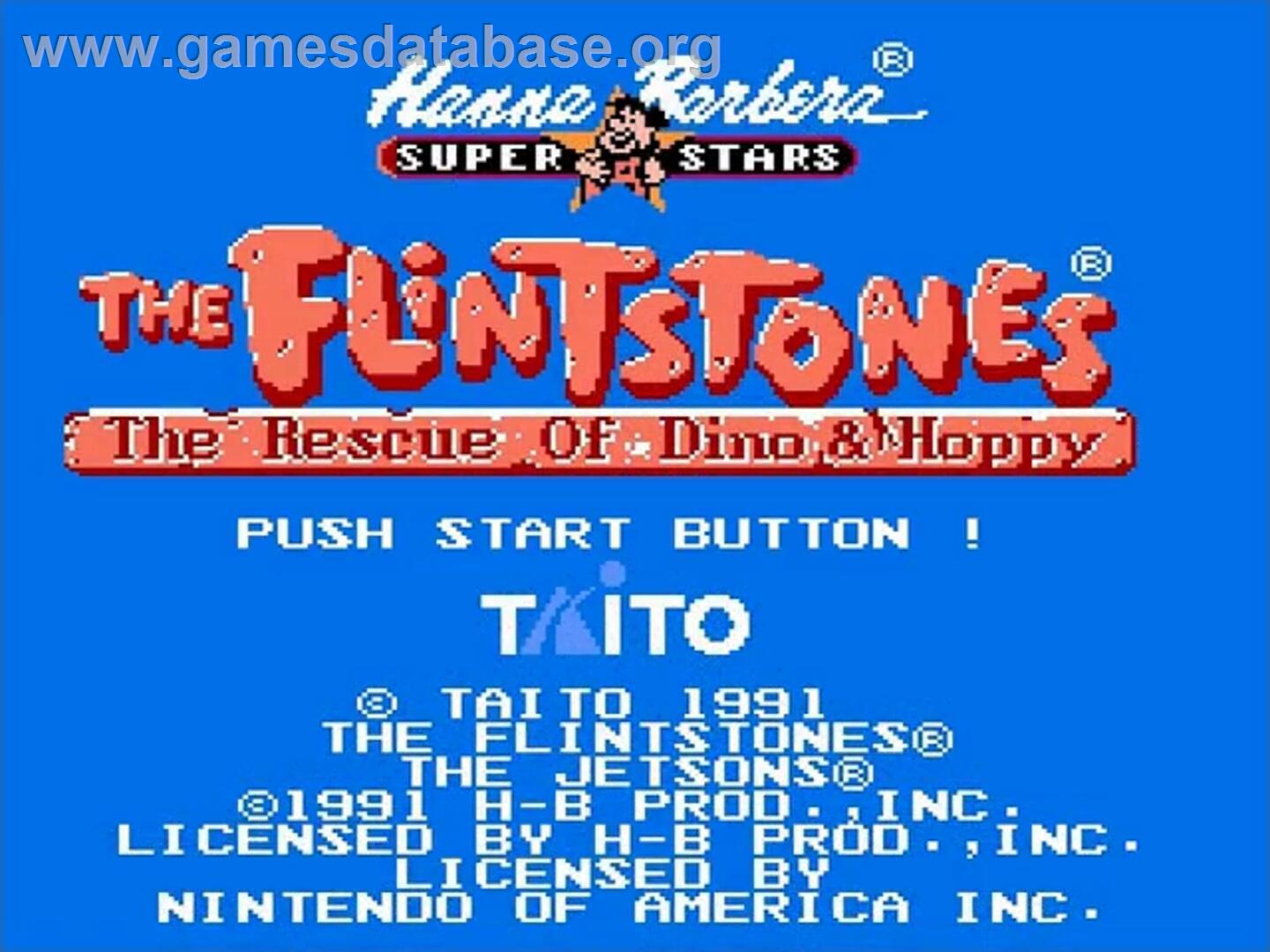 Flintstones - The Rescue Of Dino And Hoppy, The - Nintendo NES - Artwork - Title Screen