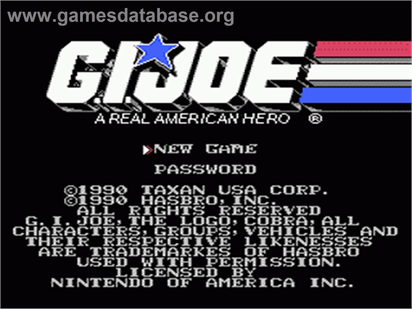 G.I. Joe: A Real American Hero - Nintendo NES - Artwork - Title Screen