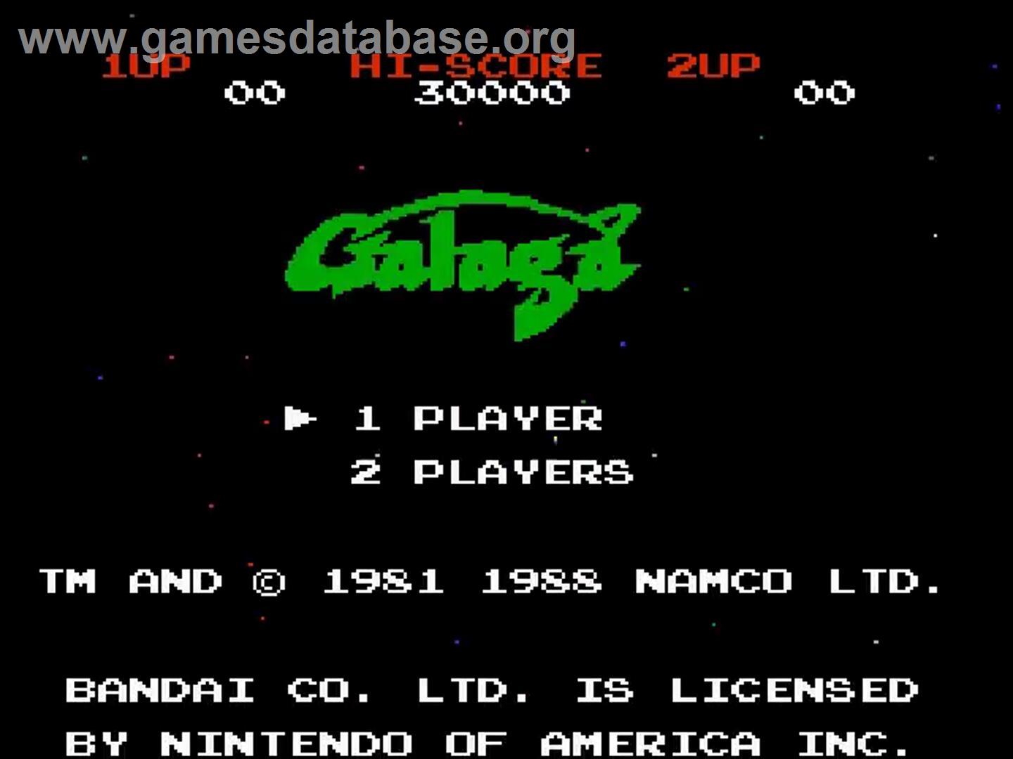 Galaga - Nintendo NES - Artwork - Title Screen