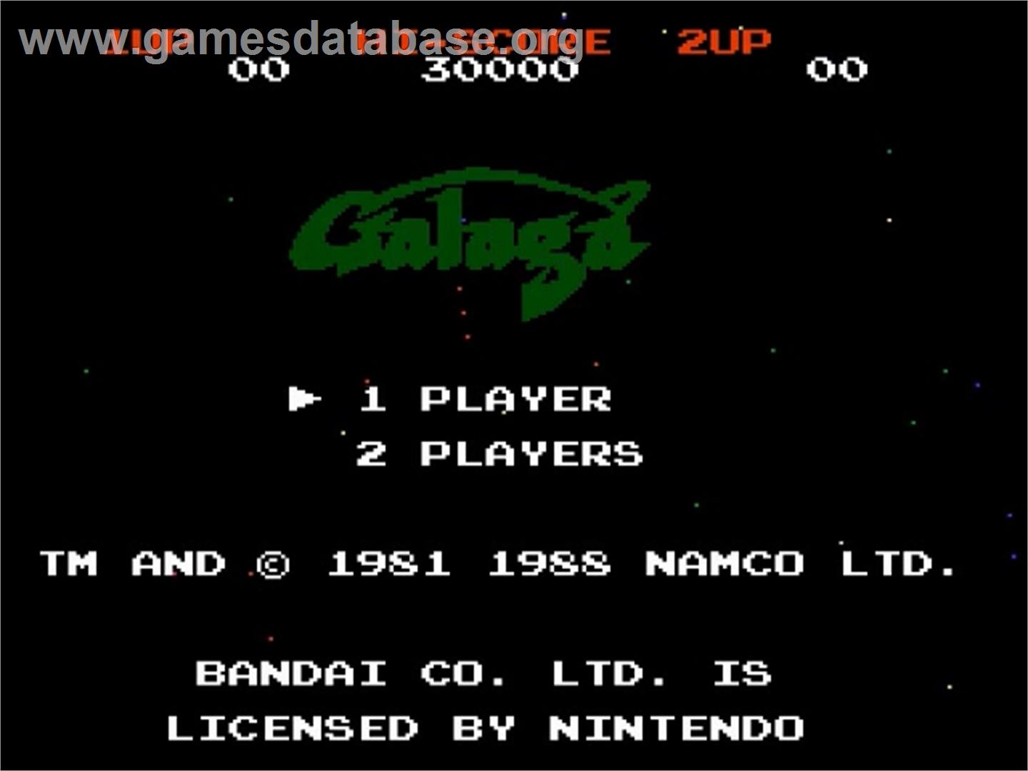 Galaga - Nintendo NES - Artwork - Title Screen
