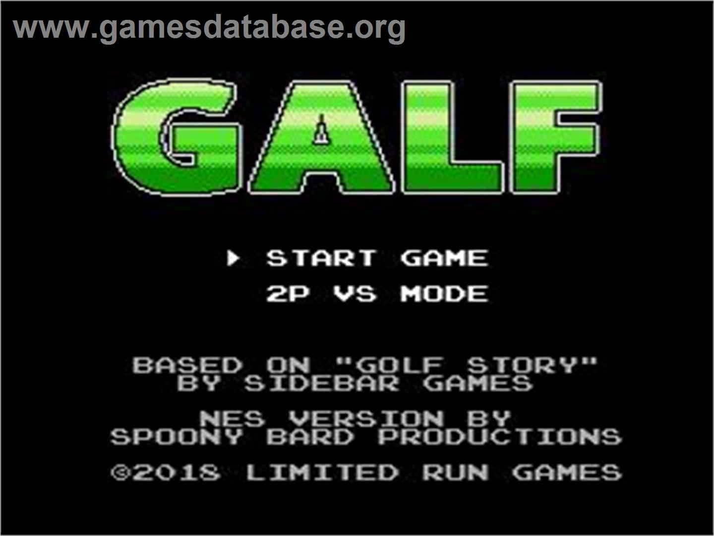 Galf - Nintendo NES - Artwork - Title Screen