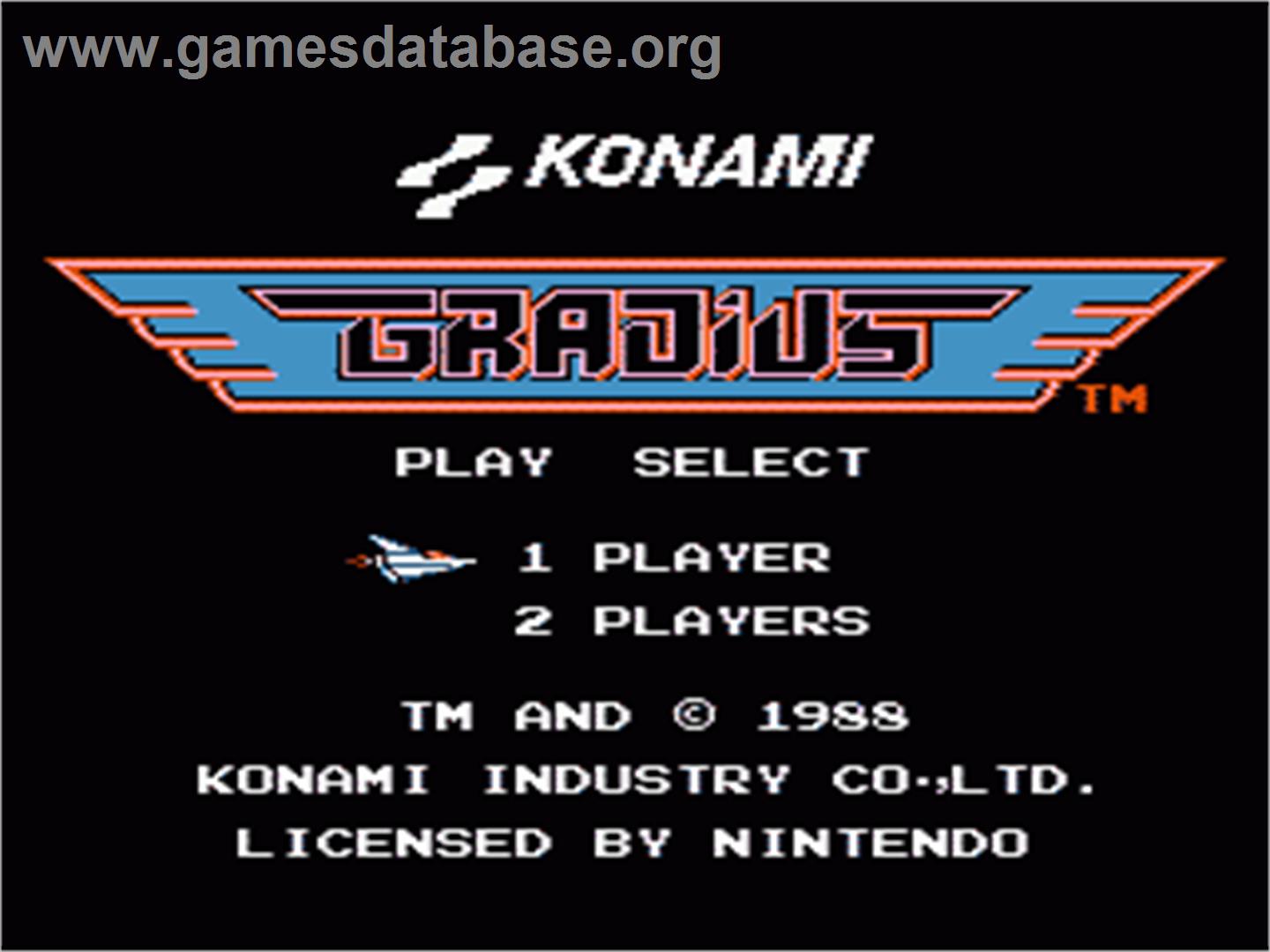 Gradius - Nintendo NES - Artwork - Title Screen