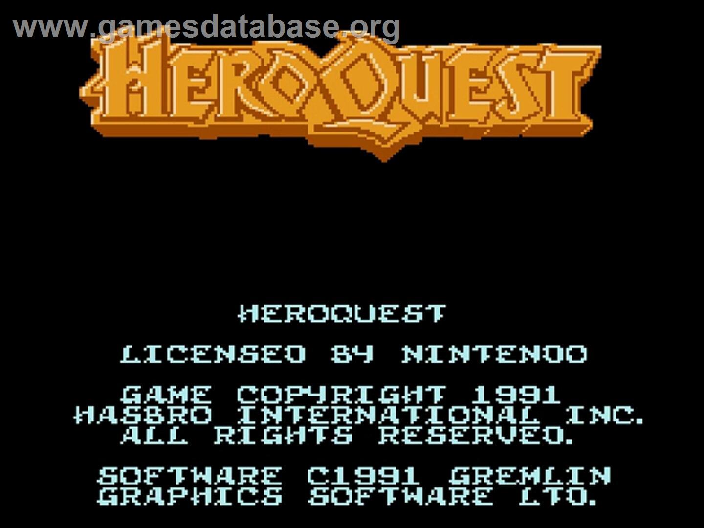 Hero Quest - Nintendo NES - Artwork - Title Screen