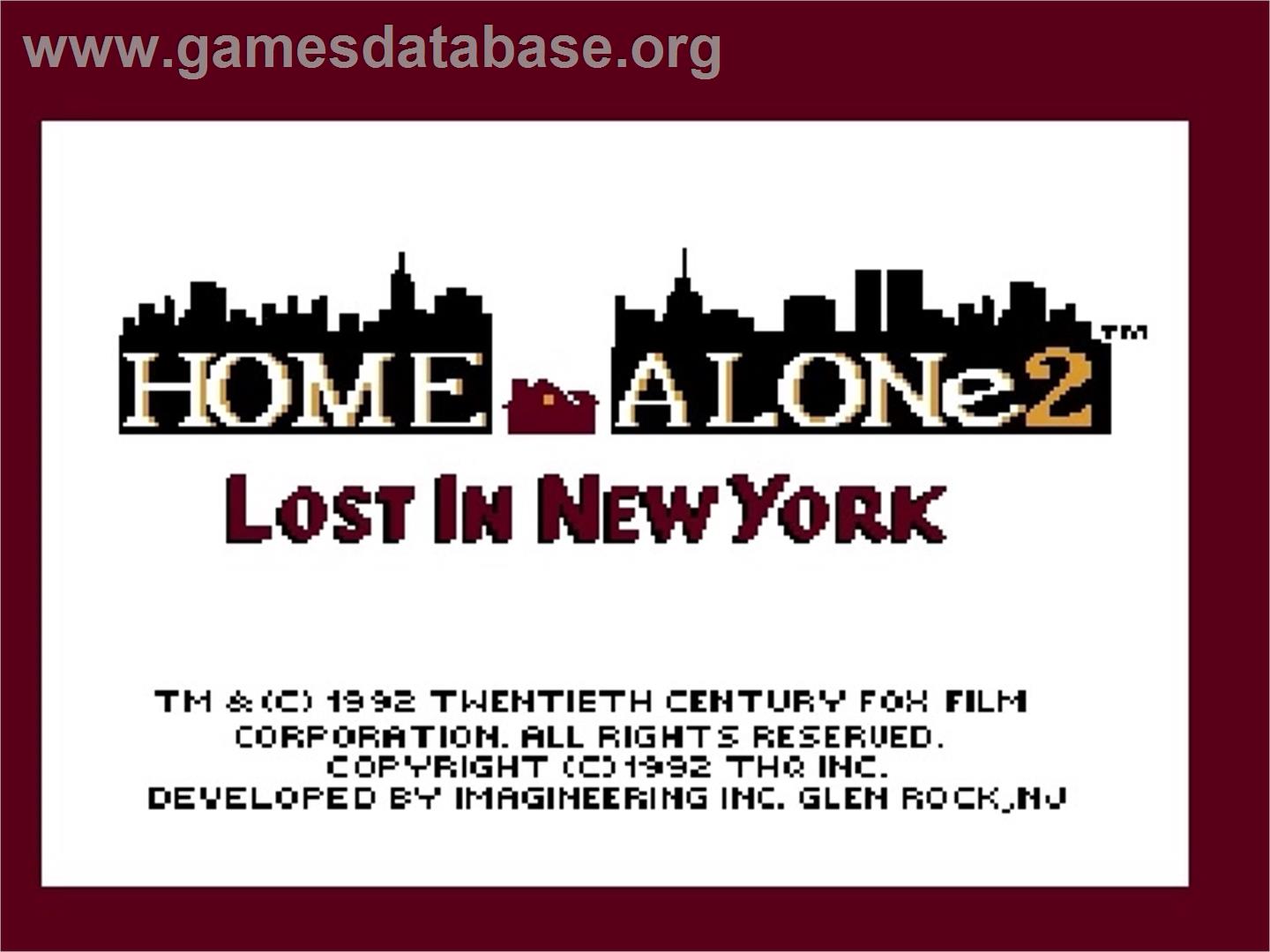 Home Alone 2: Lost in New York - Nintendo NES - Artwork - Title Screen