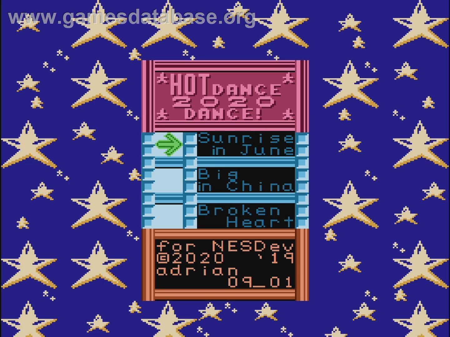 Hot Dance 2020 - Nintendo NES - Artwork - Title Screen