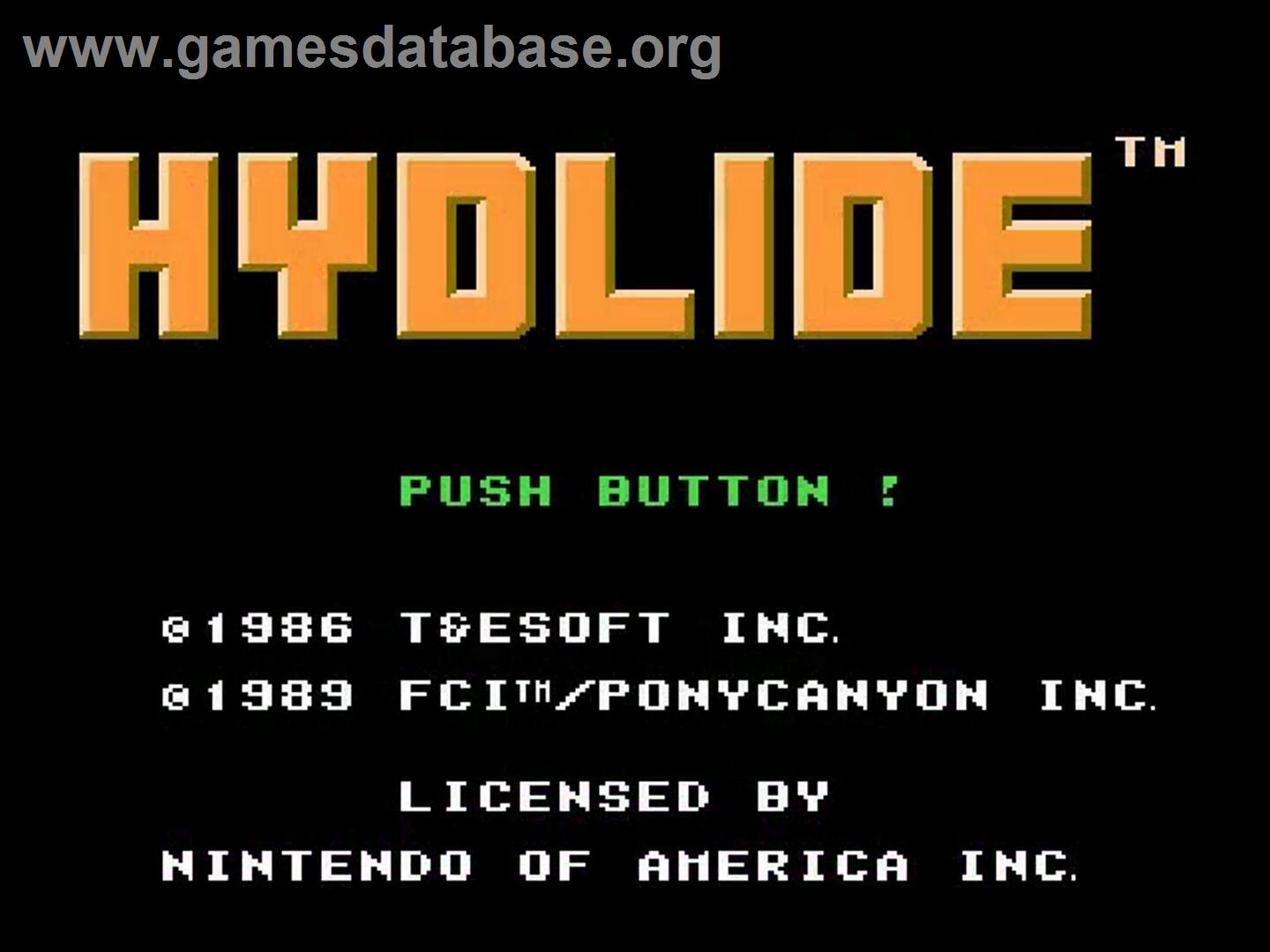 Hydlide - Nintendo NES - Artwork - Title Screen