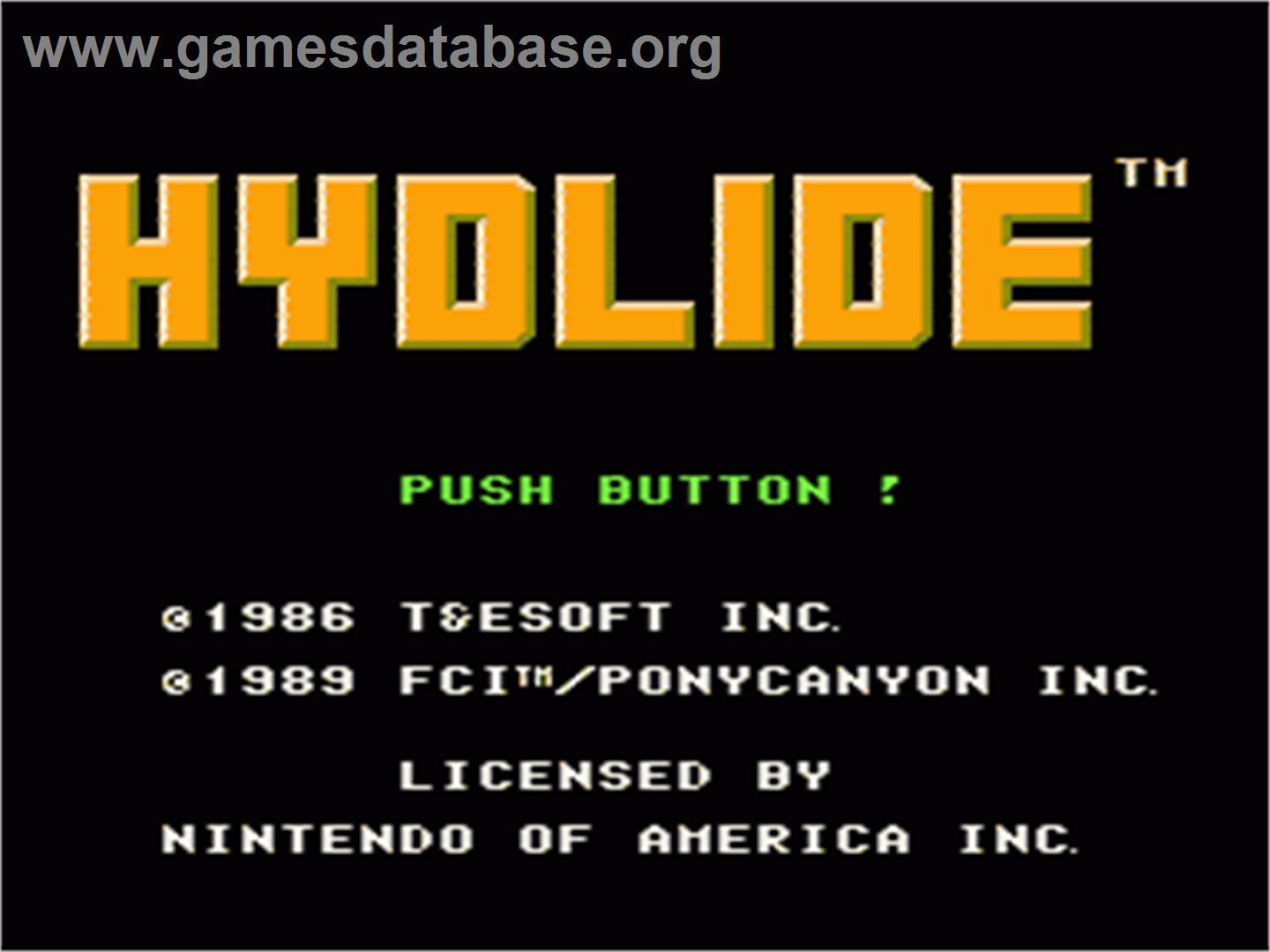 Hydlide - Nintendo NES - Artwork - Title Screen