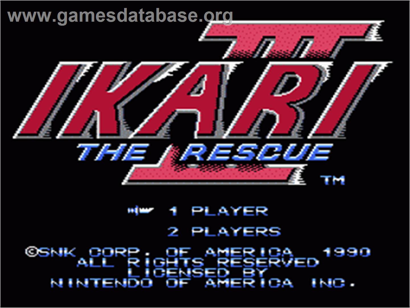 Ikari III - The Rescue - Nintendo NES - Artwork - Title Screen