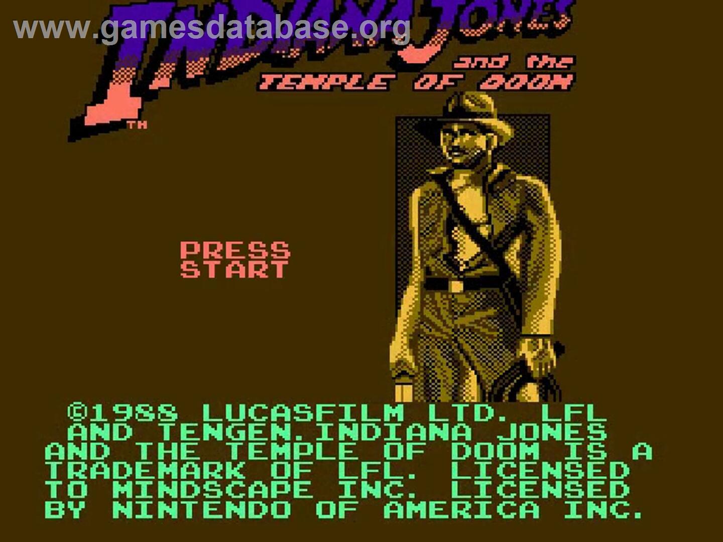 Indiana Jones And The Temple Of Doom - Nintendo NES - Artwork - Title Screen