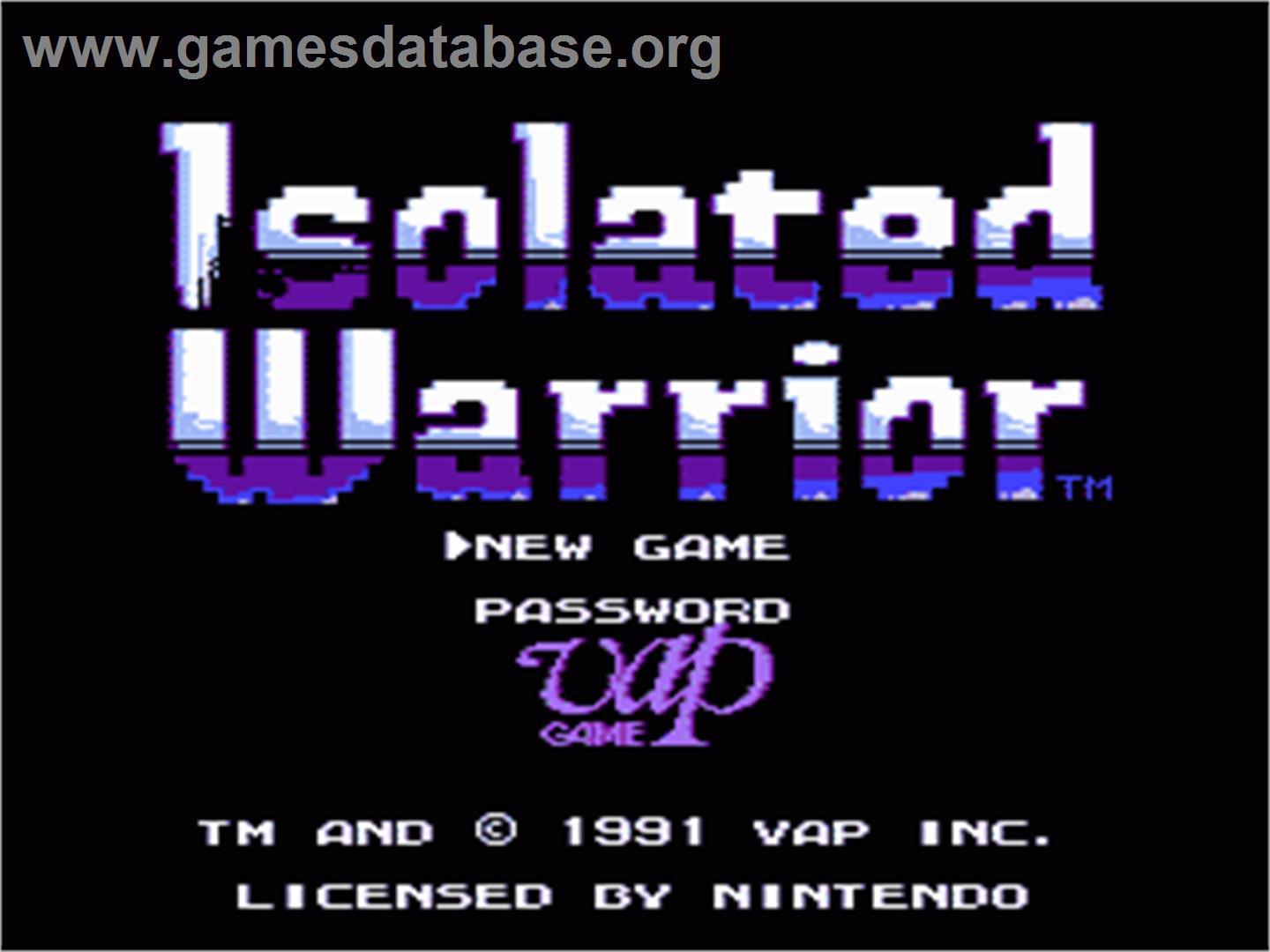 Isolated Warrior - Nintendo NES - Artwork - Title Screen