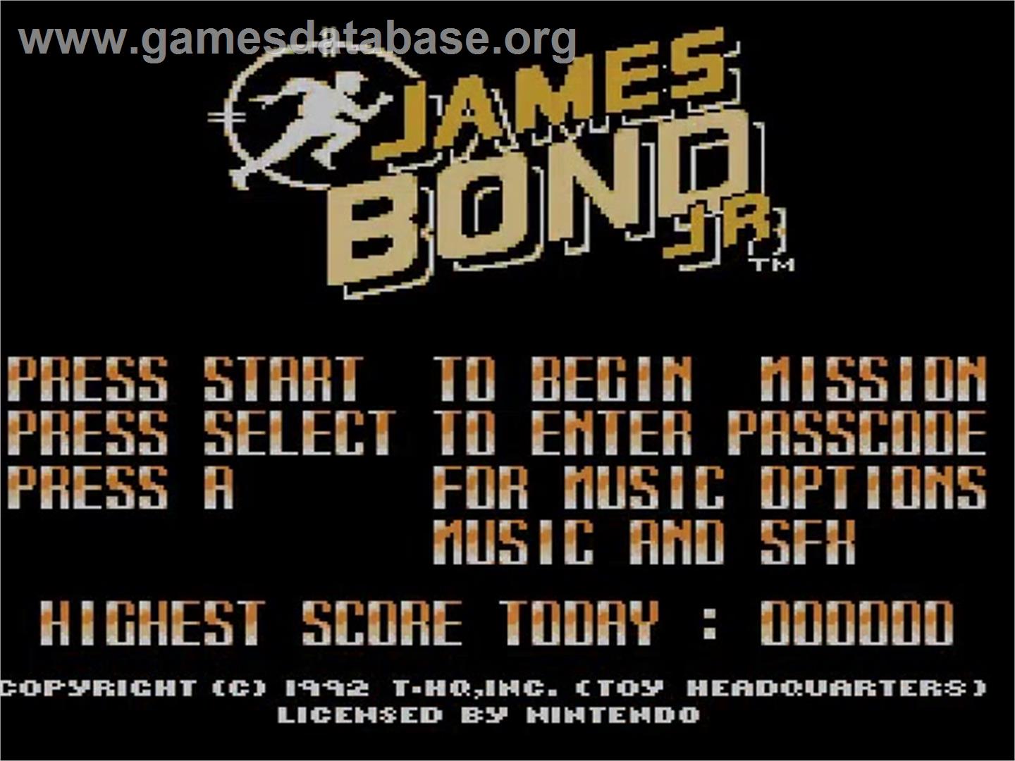 James Bond Jr. - Nintendo NES - Artwork - Title Screen