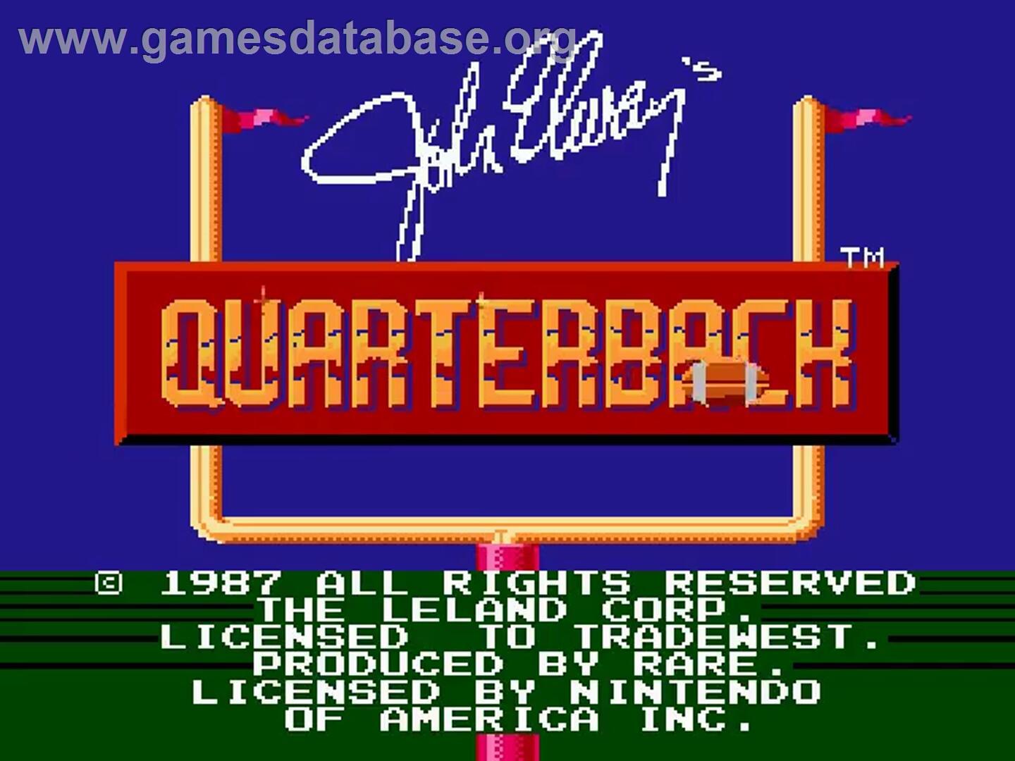 John Elway's Quarterback - Nintendo NES - Artwork - Title Screen