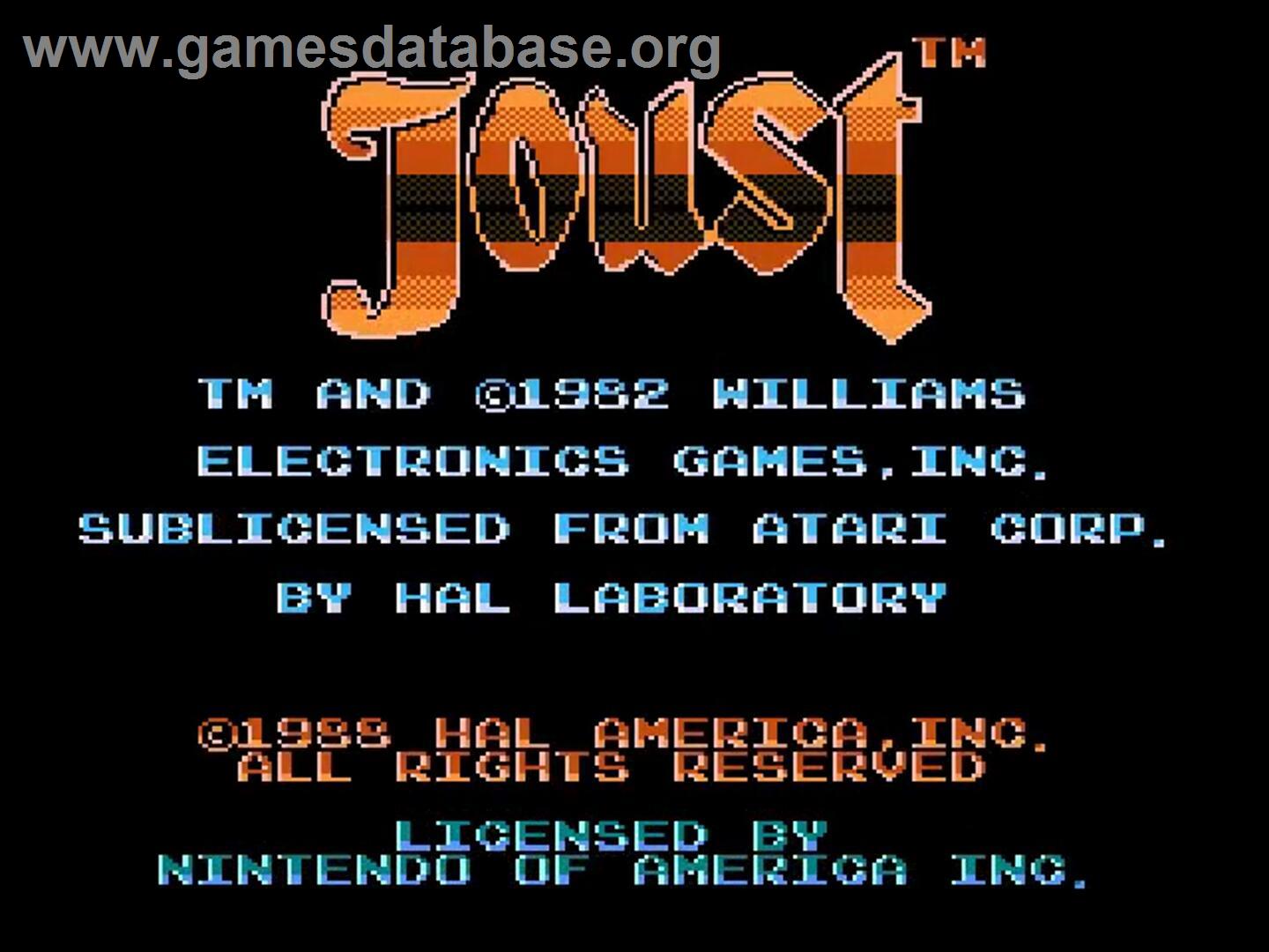 Joust - Nintendo NES - Artwork - Title Screen