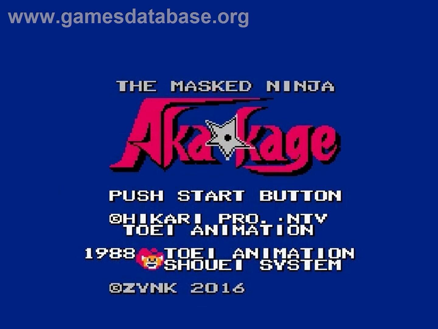 Kamen No Ninja - Akakage - Nintendo NES - Artwork - Title Screen