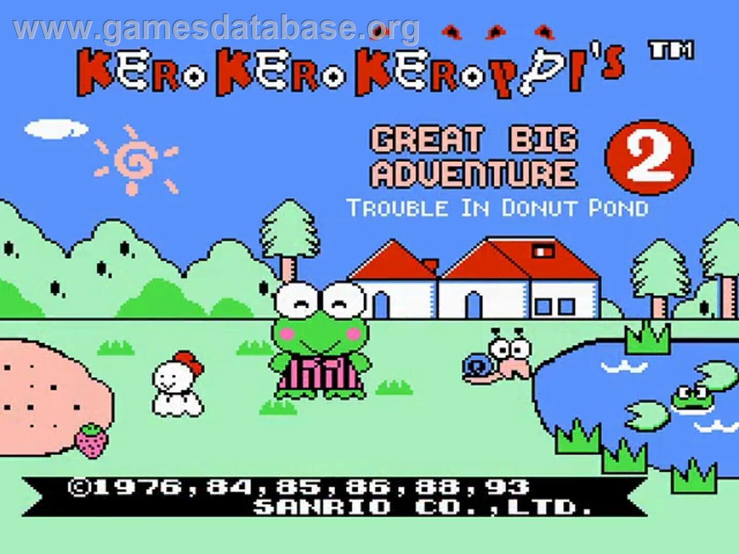 Kero Kero Keroppi No Daibouken 2 - Donuts Ike Wa Oosawagi! - Nintendo NES - Artwork - Title Screen