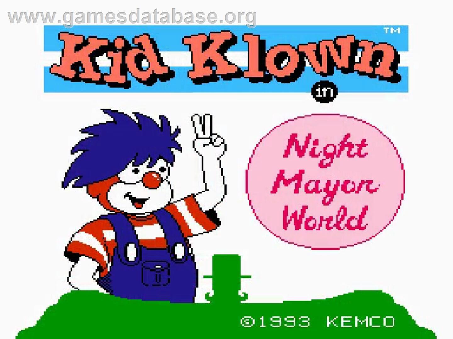 Kid Klown In Night Mayor World - Nintendo NES - Artwork - Title Screen