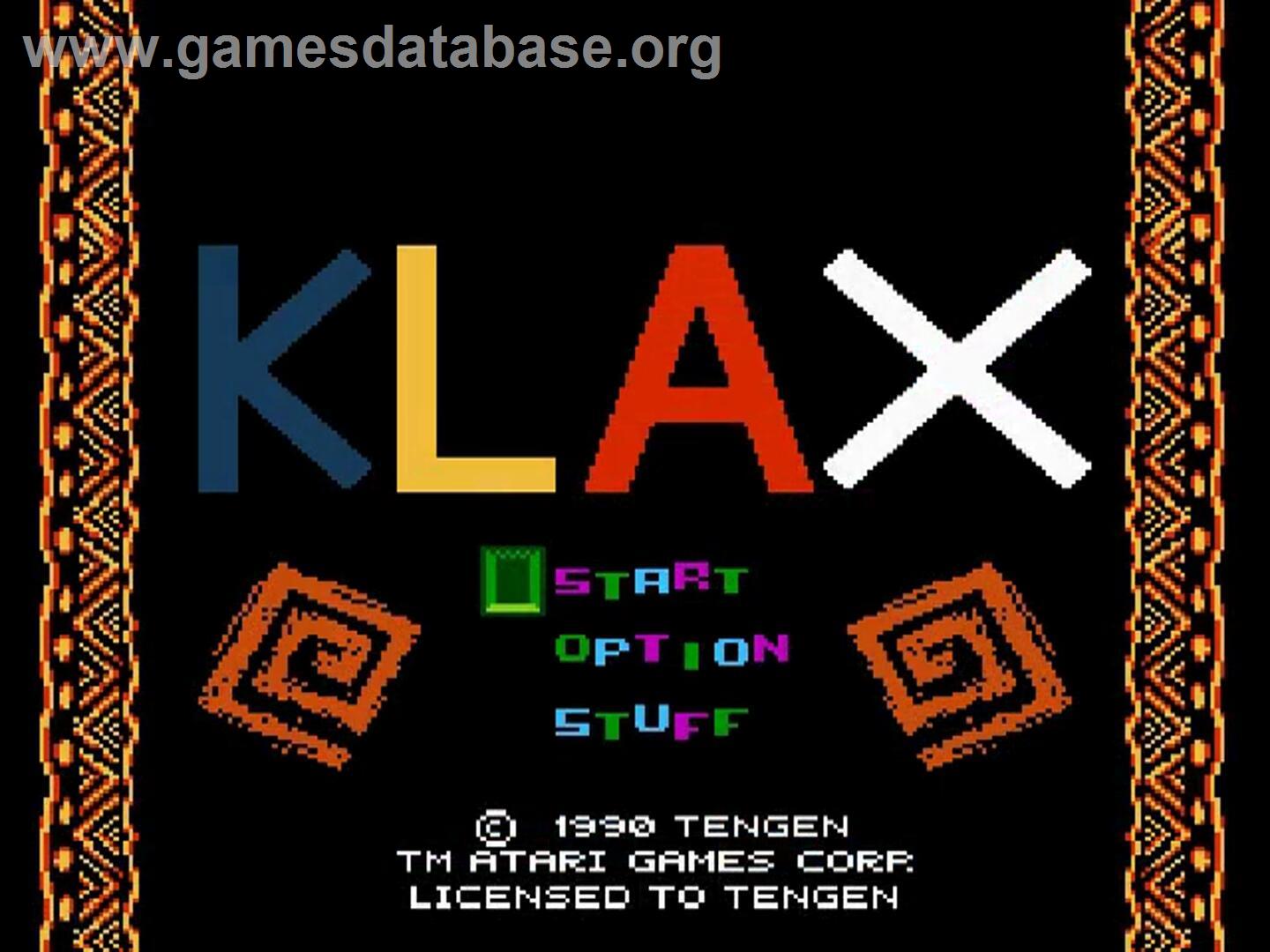 Klax - Nintendo NES - Artwork - Title Screen