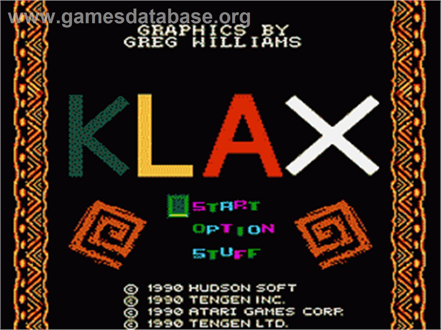 Klax - Nintendo NES - Artwork - Title Screen