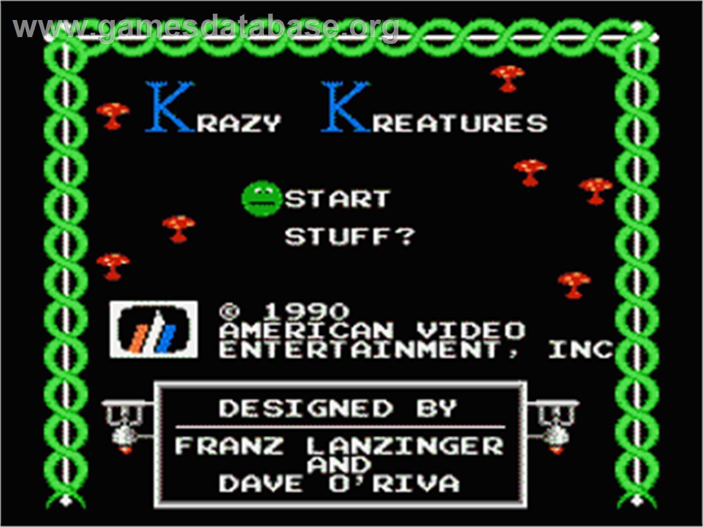 Krazy Kreatures - Nintendo NES - Artwork - Title Screen