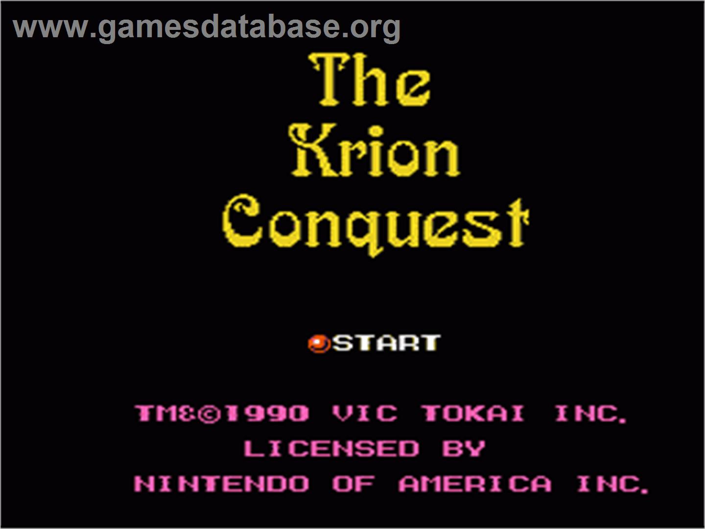 Krion Conquest - Nintendo NES - Artwork - Title Screen