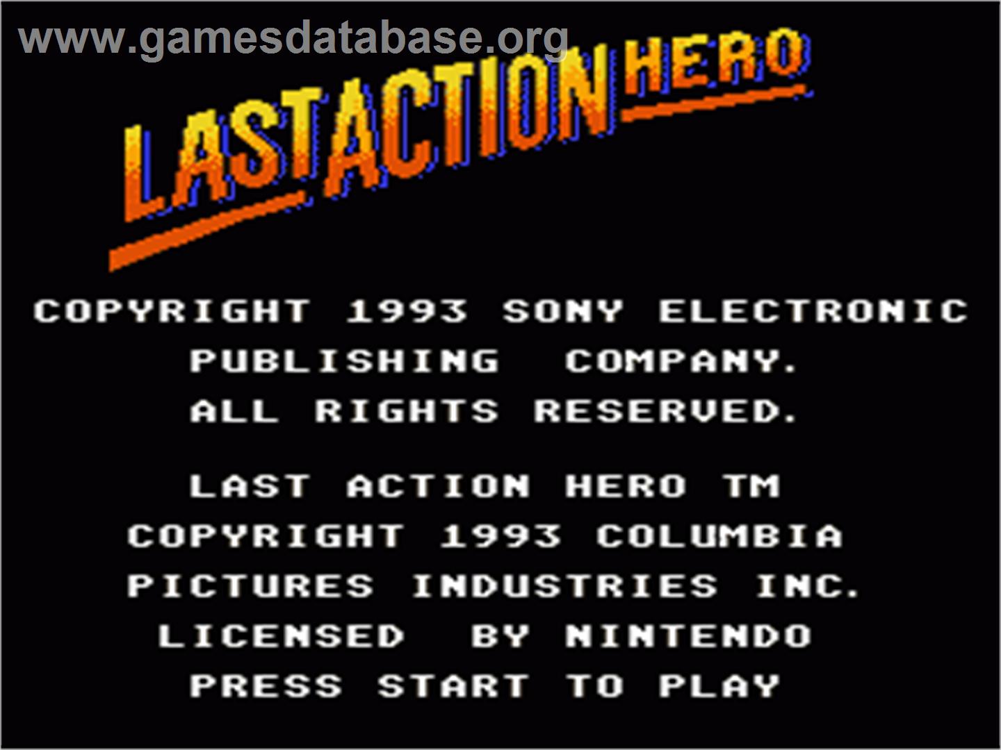 Last Action Hero - Nintendo NES - Artwork - Title Screen